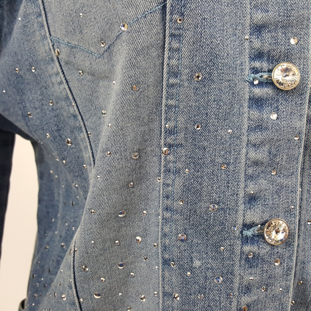 Christine Alexander Swavorski Denim Jean Jacket L - Picture 9 of 13
